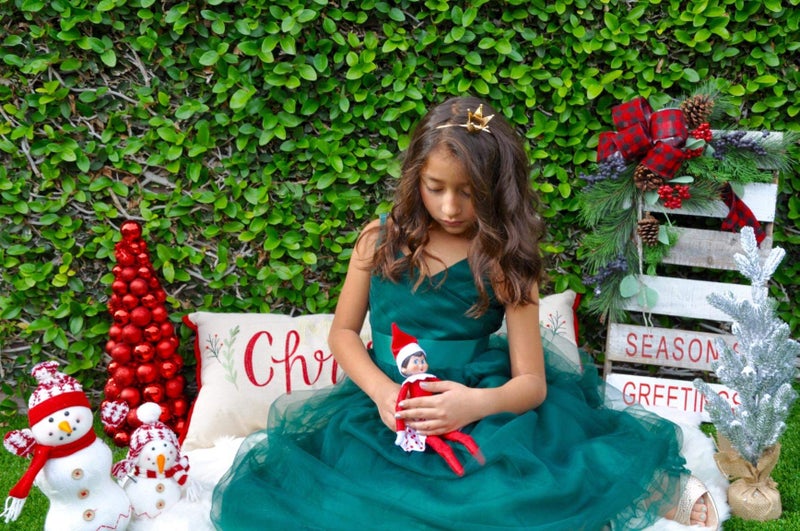 Glamulice Emerald Green Flower Girl Dress Bridesmaid Long A Line Wedding Pageant Dresses Elegant Tulle Spaghetti Strap Party Ball Gown Holiday Evening Formal Princess Christmas Dance Gowns Green 11-12 - Image 3